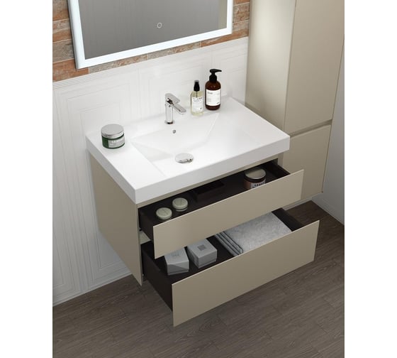 Раковина KERAMA MARAZZI CUBO подвесная\мебельная 80, белая глянцевая CU.wb.80