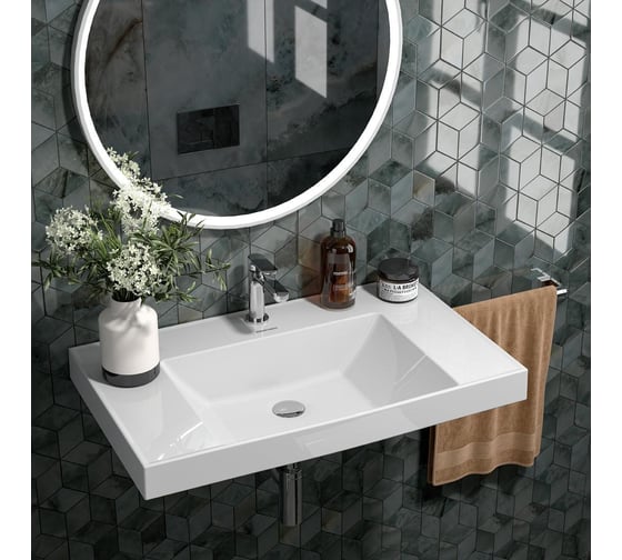Раковина KERAMA MARAZZI CUBO подвесная\мебельная 80, белая глянцевая CU.wb.80