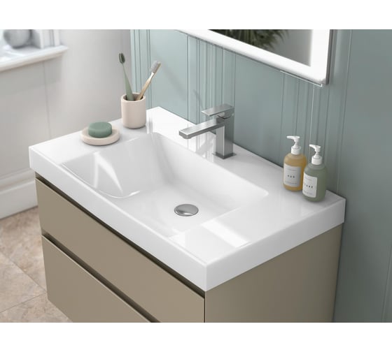 Раковина KERAMA MARAZZI CUBO подвесная\мебельная 80, белая глянцевая CU.wb.80