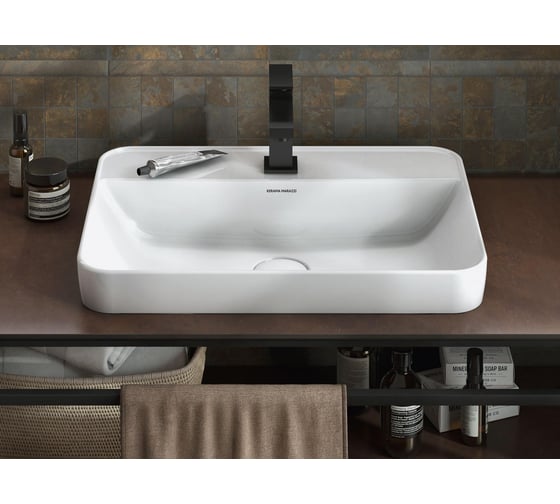 Раковина KERAMA MARAZZI PLAZA встраиваемая сверху 55, белая глянцевая PLR.wbi.55.1