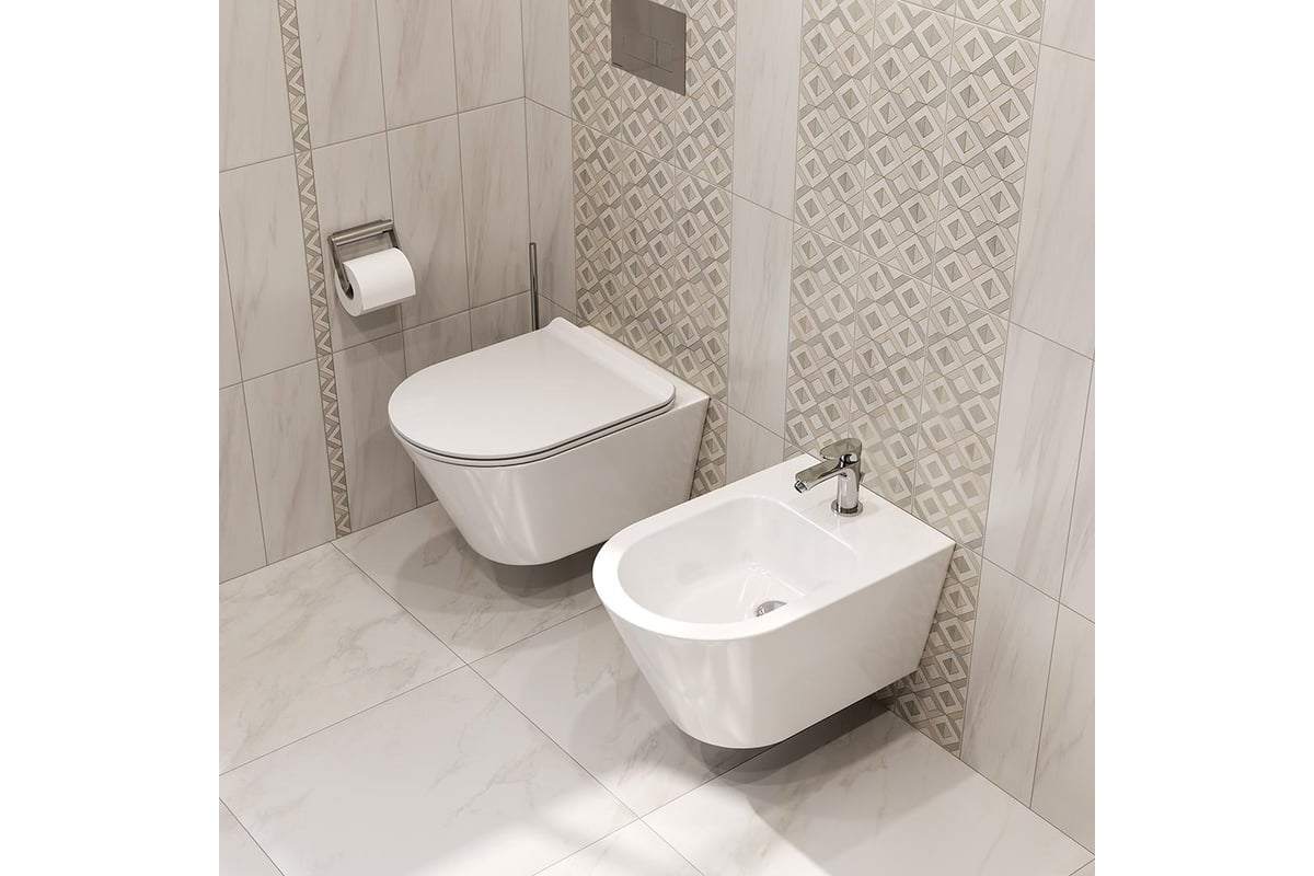 Подвесной унитаз KERAMA MARAZZI PLAZA Modern безободковый, белый глянцевый  PLMR.wc.02