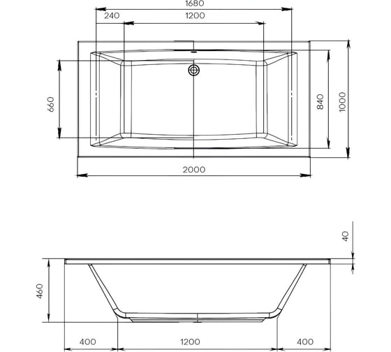Ванна акриловая Marka One aelita mg 200x100 прямоугольная белая 01аэ2010
