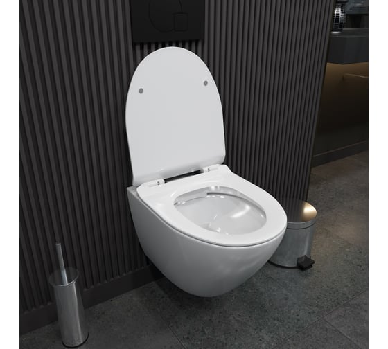 Подвесной унитаз Teymi Lina Pro безободковый, сиденье микролифт T40106 ЦБ-00268215