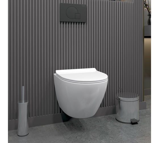 Подвесной унитаз Teymi Lina Pro безободковый, сиденье микролифт T40106 ЦБ-00268215