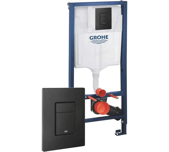 Система инсталляции для подвесного унитаза GROHE Solido 3 в 1 в сборе, H=1.13 м Rapid SL 38528001 + панель 38966KF0 матовый черный + комплект креплений 38811KF0 00000128769