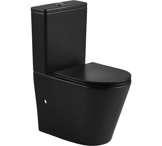 Унитаз Azario Vetro AZ-2149-MB напольный, безободковый, чёрный матовый, в комплекте с сиденьем микролиф 00082657