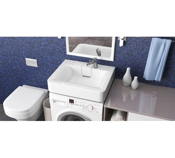 Раковина AQUADREAM Марсель V52D1 белая, в комплекте с кронштейнами и сифоном VKA052D001