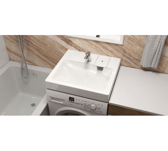 Раковина AQUADREAM Монако V51D1 белая, в комплекте с кронштейнами и сифоном VKA051D001