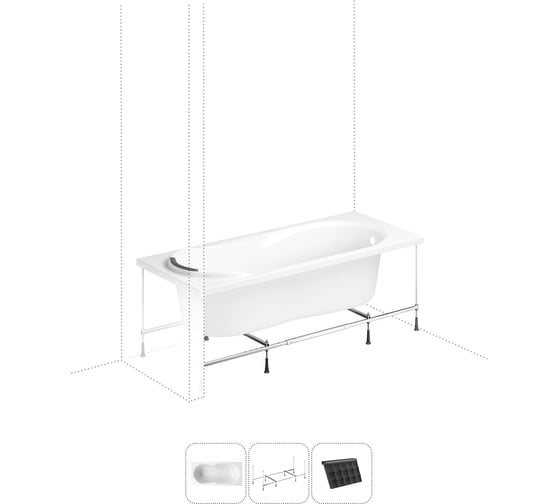 Акриловая ванна с каркасом и экраном Lavinia Boho Easter Pro 150х100 в наборе 3 в 1 S1-3706005P
