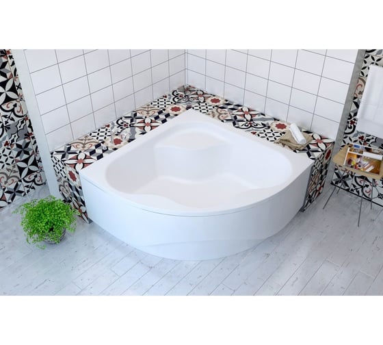 Акриловая угловая ванна, комплект 4 в 1 Lavinia Boho Aveo 140х40 с каркасом S3-3704014P