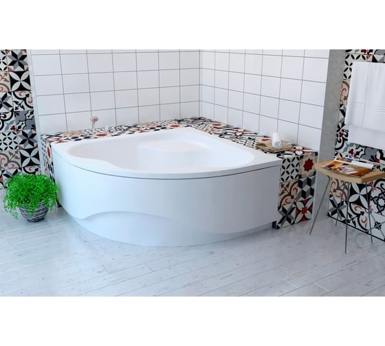 Акриловая угловая ванна, комплект 4 в 1 Lavinia Boho Aveo 140х40 с каркасом S3-3704014P