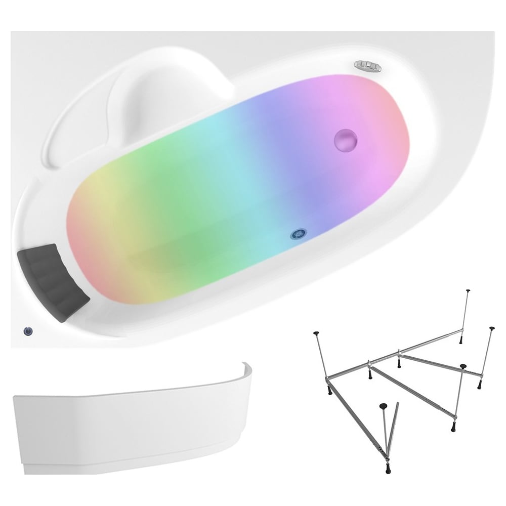 Угловая акриловая ванна Lavinia Boho 170 х 110 с каркасом и экраном ...