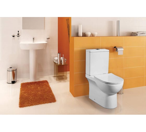 Напольный унитаз, безободковый в комплекте сиденьем микролифт Azario Ambra 645x370x815 мм AZ-848G 00085899