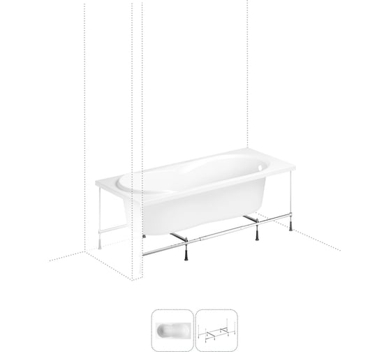 Акриловая ванна 150х70 с каркасом Lavinia Boho Easter Pro в наборе 2 в 1 S1-37060050