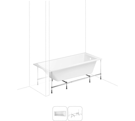 Акриловая ванна 150х70 с каркасом Lavinia Boho One в наборе 2 в 1 S1-37010050