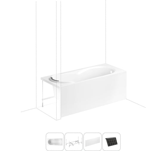 Акриловая ванна 160х70 Lavinia Boho Easter Pro в наборе 4 в 1 S2-3706006P