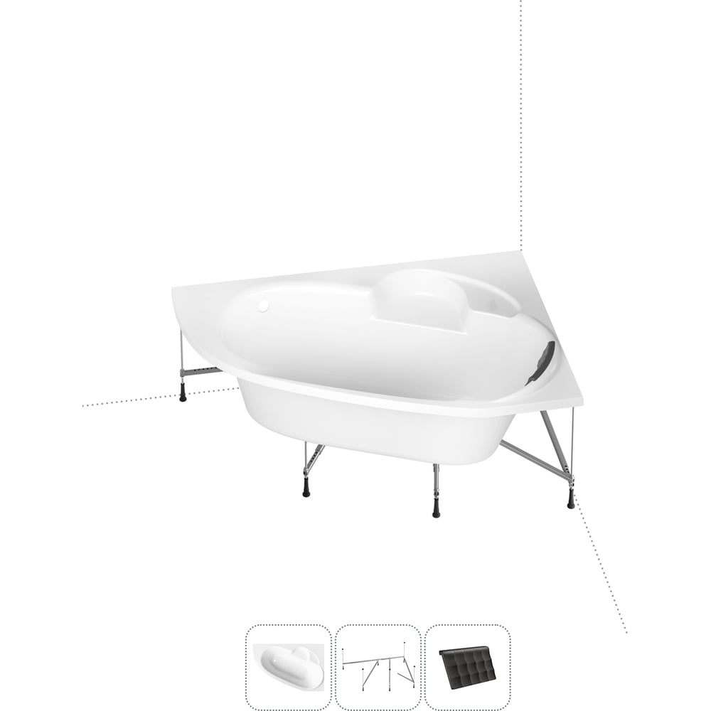 Угловая акриловая ванна 150 х 100 с каркасом Lavinia Boho Bell Pro в ...