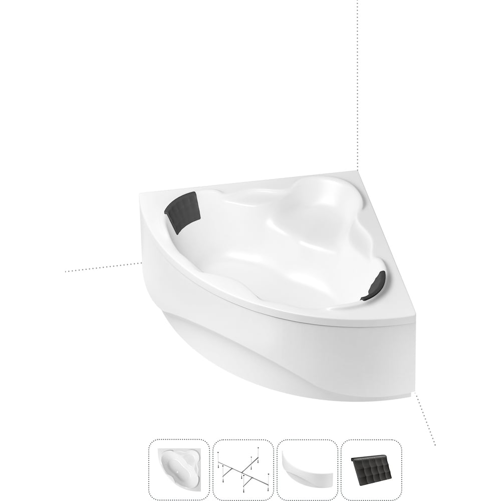 Угловая акриловая ванна 150 х 150 с каркасом и экраном Lavinia Boho ...