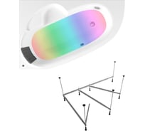 Угловая акриловая ванна 160 х 105 с каркасом Lavinia Boho Bell Pro в наборе 4 в 1 S3-370216PL