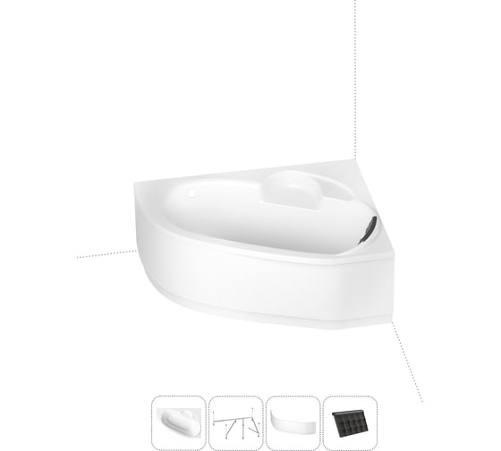 Угловая акриловая ванна 150 х 100 с каркасом и экраном Lavinia Boho Bell Pro в наборе 4 в 1 S2-370215PR