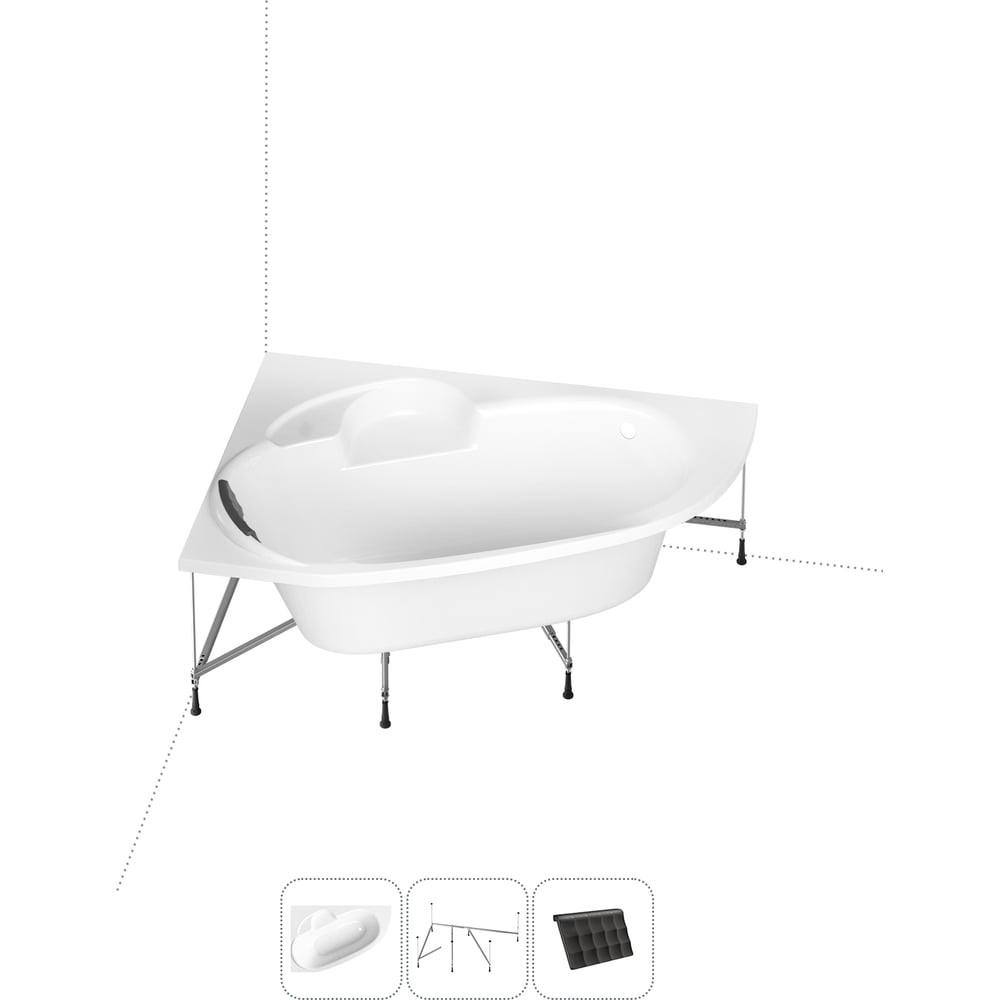 Угловая акриловая ванна 140 х 95 с каркасом Lavinia Boho Bell Pro в ...