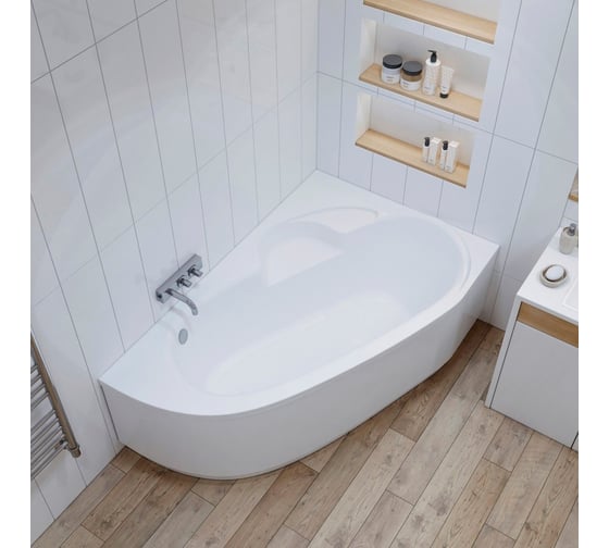 Угловая акриловая ванна 140 х 95 с каркасом Lavinia Boho Bell Pro в наборе 4 в 1 S3-370214PL