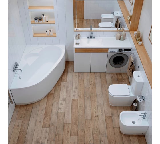 Угловая акриловая ванна 170 х 110 с каркасом Lavinia Boho Bell Pro в наборе 2 в 1 S1-3702170L