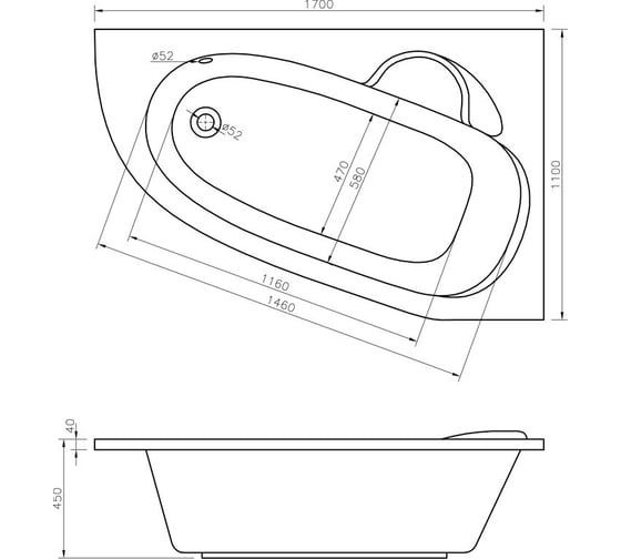 Угловая акриловая ванна 170 х 110 с каркасом и экраном Lavinia Boho Bell Pro в наборе 5 в 1 S4-370217PR