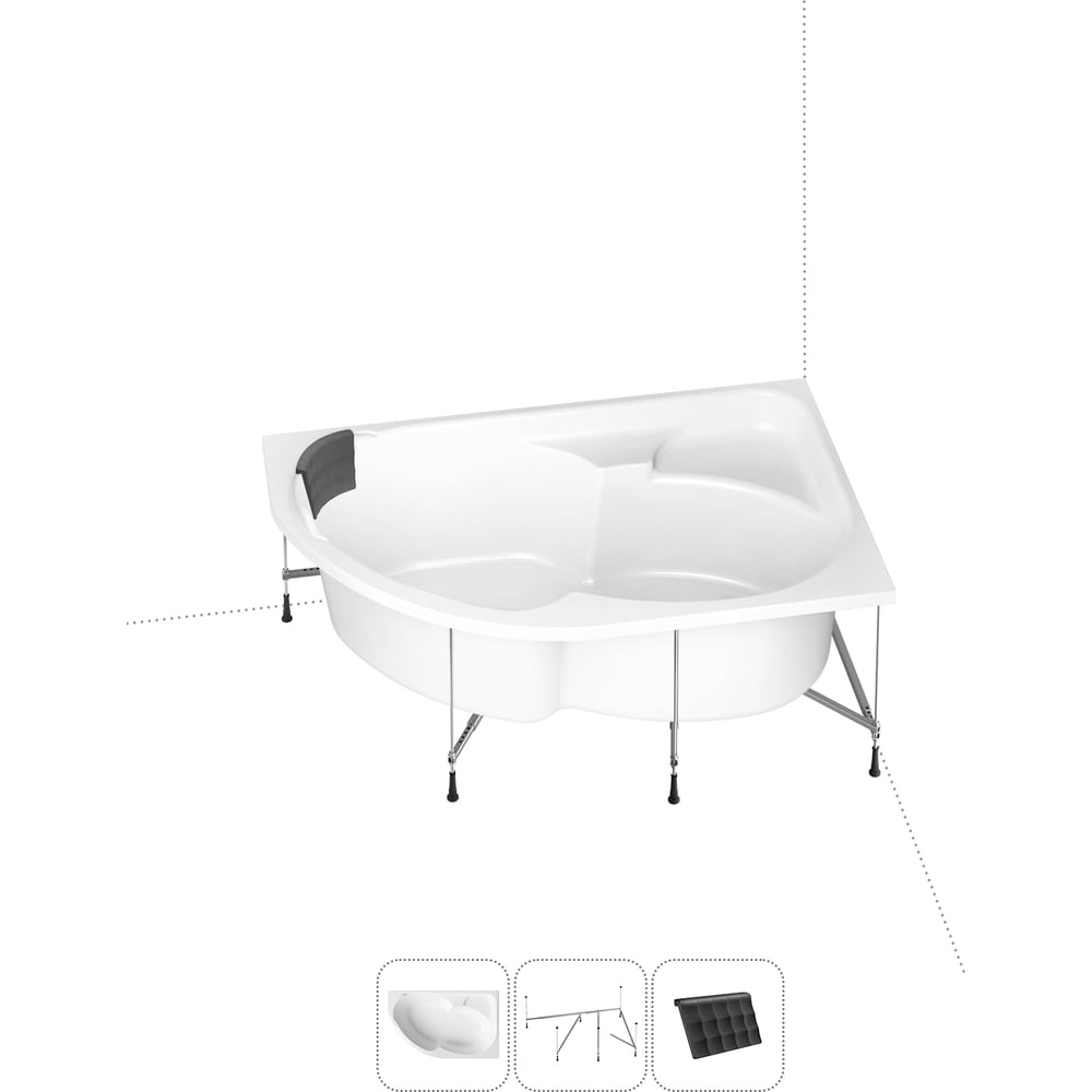 Угловая акриловая ванна 170 х 105 с каркасом Lavinia Boho Grance Hill в ...