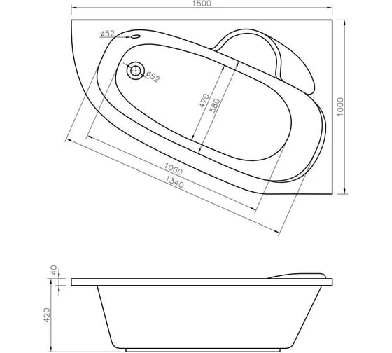 Гидромассажная акриловая ванна 150 х 100 Lavinia Boho Bell Pro в наборе 4 в 1 36100H00