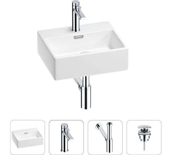 Раковина для ванной Wellsee Graceful Pro в наборе 4в1 201002856