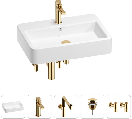 Раковина для ванной Wellsee Halcyon в наборе 5в1 201004523 1