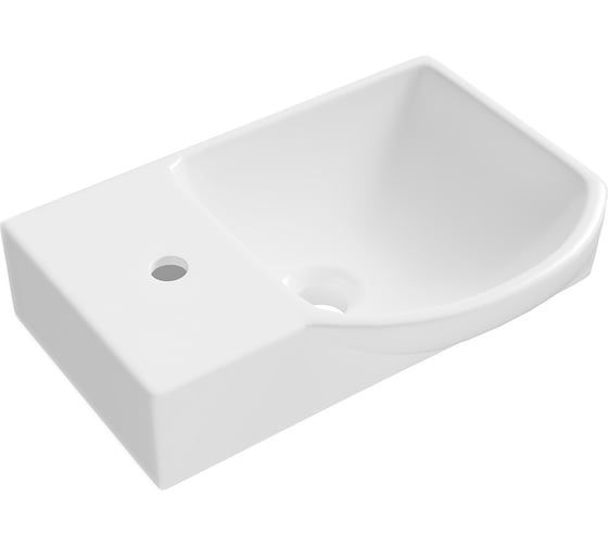 Маленькая раковина в ванную комнату или туалет Wellsee WC Area : подвесная или накладная, ширина умывальника 45 см, цвет глянцевый белый 151808000