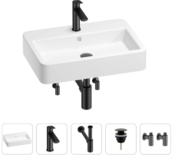 Раковина для ванной Wellsee Halcyon в наборе 5в1 201004477 1