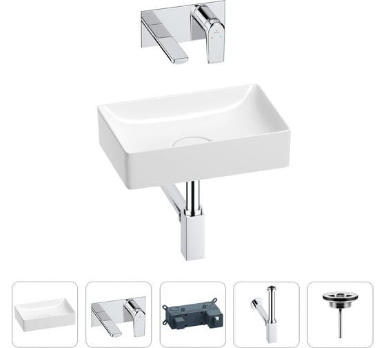 Раковина для ванной Wellsee Pure BY в наборе 4в1 201002546 1