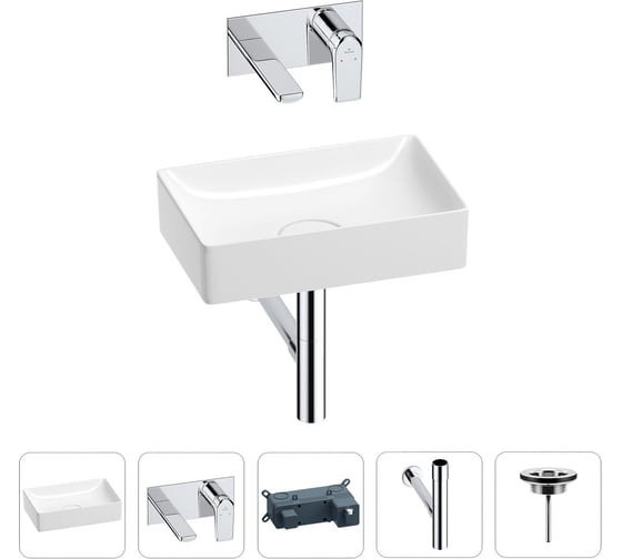 Раковина для ванной Wellsee Pure BY в наборе 4в1 201002561