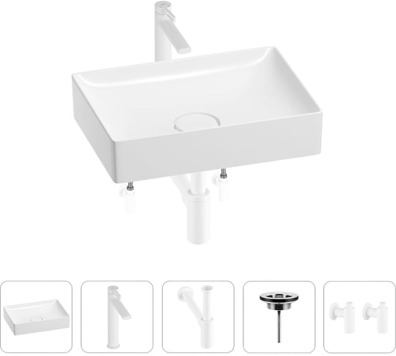 Раковина для ванной Wellsee Pure BY201004385 в наборе 5 в 1 201004385