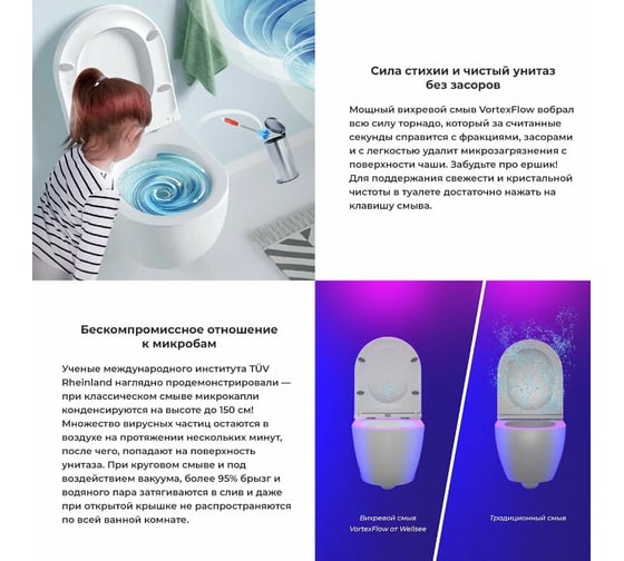 Безободковый подвесной унитаз Wellsee Chalice Perfection 182609001