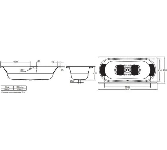 Ванна стальная Sanitana BLB 180х80Duo Comfort S398049AH000000 (B80DAH001) S398049AH000000_B80DAH001