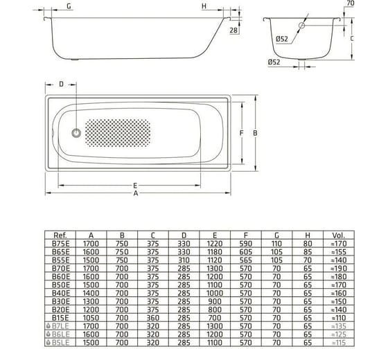 Ванна стальная Sanitana BLB 140х70Europa S30000912000000 (B40E12001) S30000912000000_B40E12001