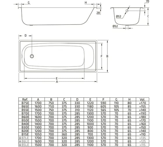 Ванна стальная Sanitana BLB 140х70Europa S30000912000000 (B40E12001) S30000912000000_B40E12001
