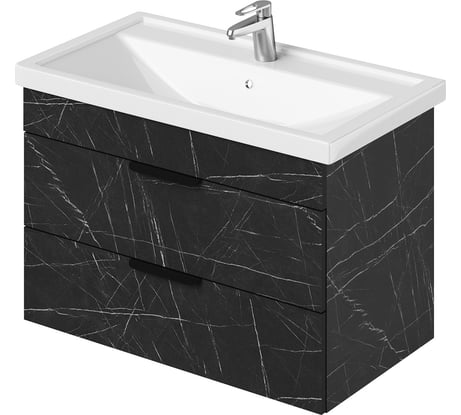 Подвесная тумба с раковиной IKA alta 80 815x455x540 Камень Пьетра Гриджиа черный 4657810330146