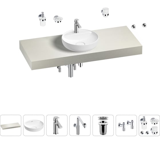 Комплект мебели для ванной комнаты с раковиной Wellsee Genuine Tree 201016711 1