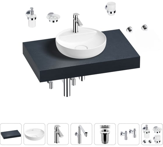 Комплект мебели для ванной комнаты Wellsee Genuine Tree с раковиной 201016601 1