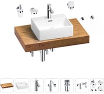 Комплект мебели для ванной комнаты Wellsee Genuine Tree с раковиной 201018291