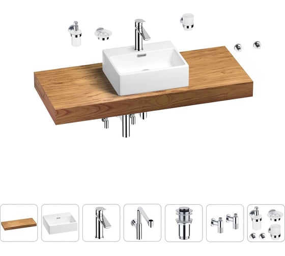 Комплект мебели для ванной комнаты Wellsee Genuine Tree с раковиной 201018411