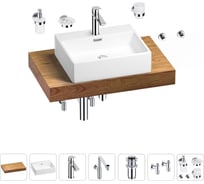 Комплект мебели для ванной комнаты Wellsee Genuine Tree с раковиной 201018531