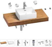 Комплект мебели для ванной комнаты Wellsee Genuine Tree с раковиной 201018351