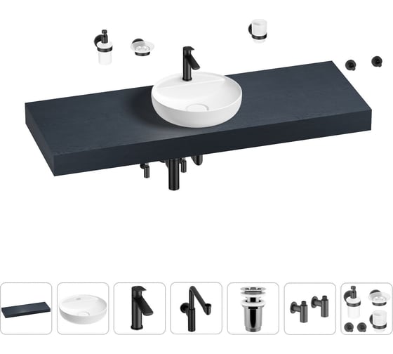 Комплект мебели для ванной комнаты с раковиной Wellsee Genuine Tree 201016782 1