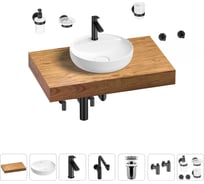 Комплект мебели для ванной комнаты с раковиной Wellsee Genuine Tree 201016612